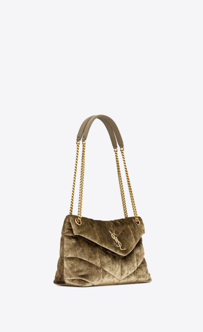SMALL PUFFER IN QUILTED SHINY VELVET